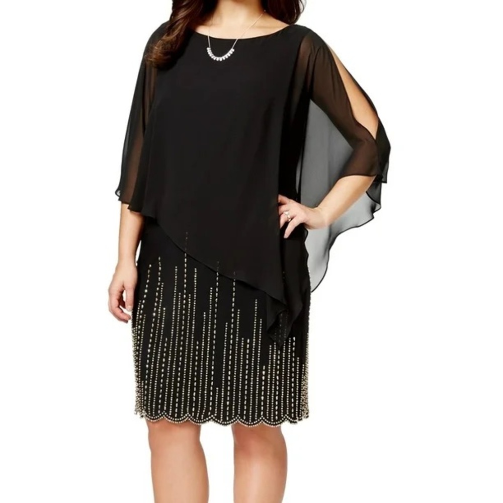 🪩🖤 NWT | Xscape | Capelet Sheath Dress | Size 14 🖤🪩
